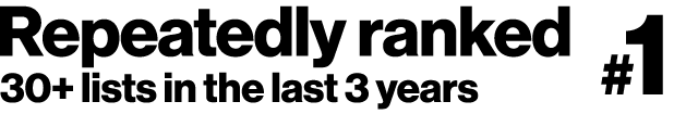 Repeatedly ranked #1 on 30+ lists in the last 3 years