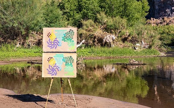Painting near a lake