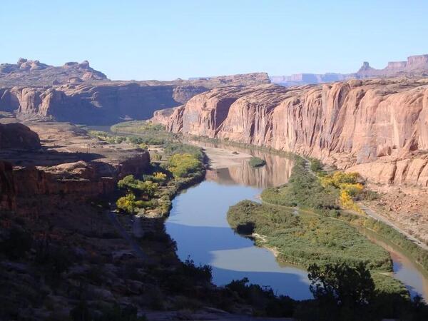 River winding through redrock canyon