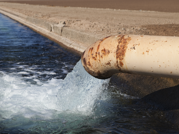 A pipe conveying water