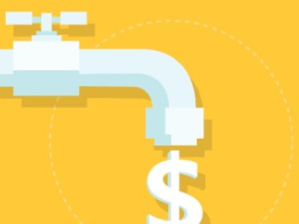 A depiction of money flowing out of a faucet