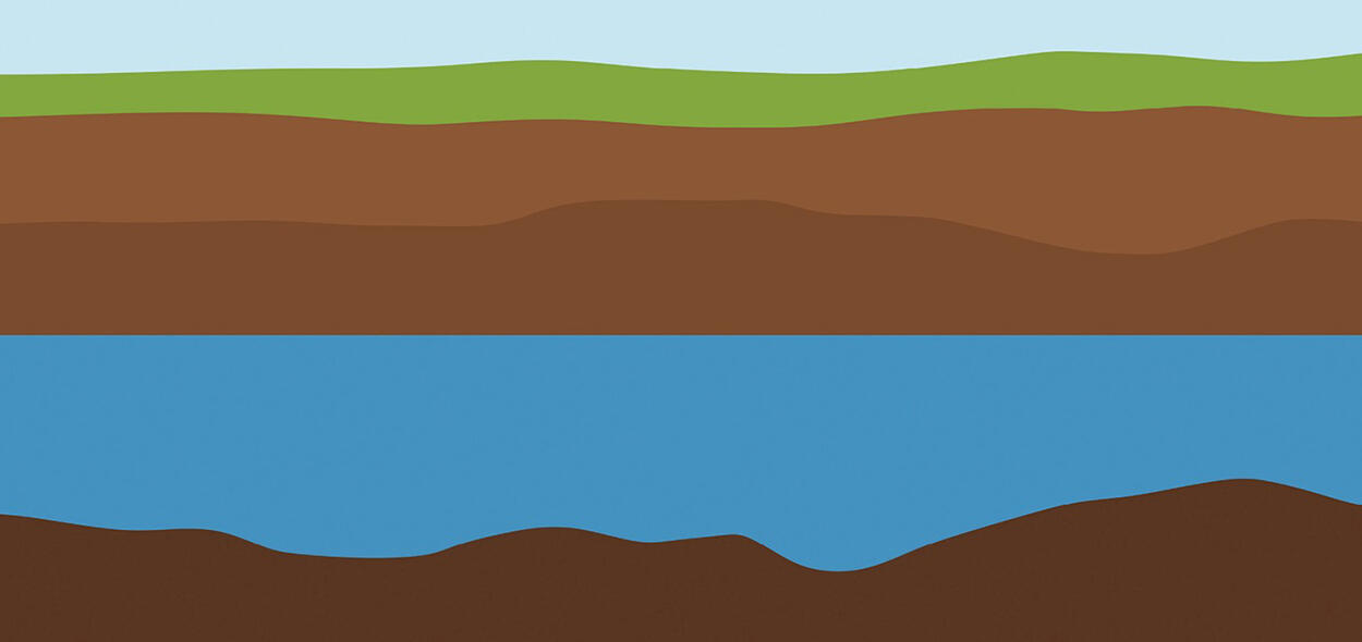 Abstracted groundwater layers in blues, greens, and browns.