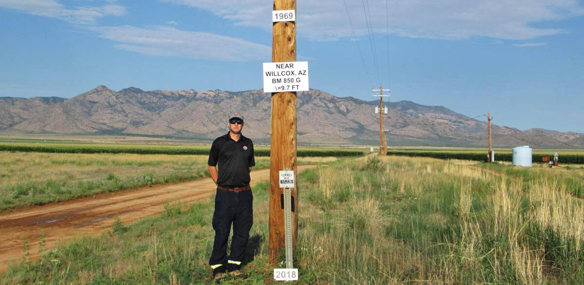 Groundwater pumping leading the ground to subside close to 10 feet over a 50 year period near Willcox, Arizona. Photo by Brian Conway, Arizona Department of Water Resources.