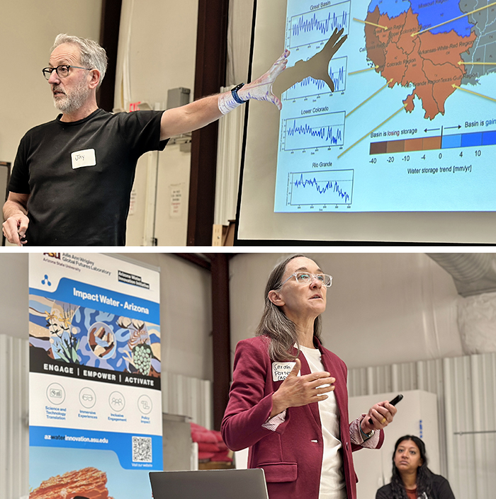 Researchers presenting their work to a local community.