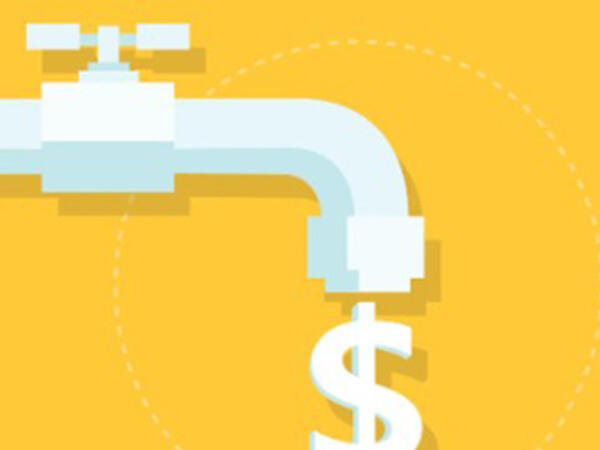 A faucet pours money.