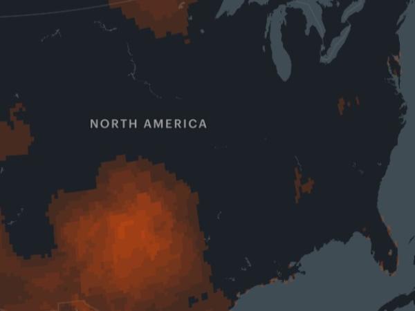 Map indicating major areas in north America having groundwater level declines.